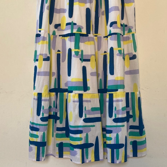 PINCH Stella Tiered Ruffle Midi Dress Multicolor Abstract Print Size L - Picture 12 of 16